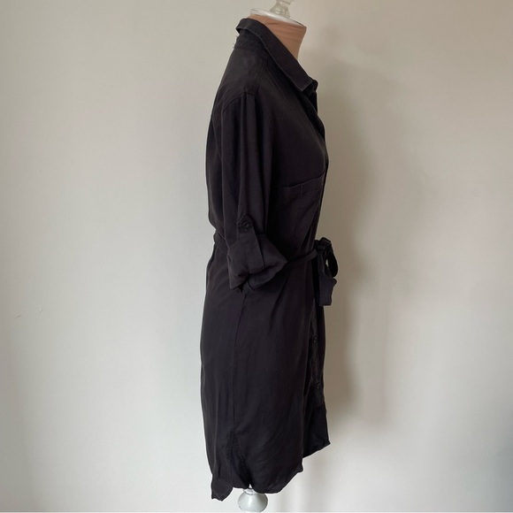 Anthropologie Cloth & Stone Washed Black Utility Pocket Button Up Shirt Dress XS - Picture 5 of 10